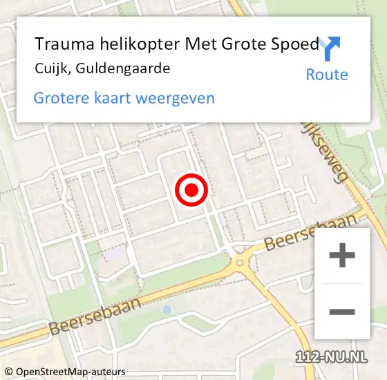 Locatie op kaart van de 112 melding: Trauma helikopter Met Grote Spoed Naar Cuijk, Guldengaarde op 20 maart 2022 04:19