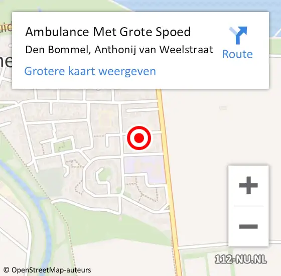 Locatie op kaart van de 112 melding: Ambulance Met Grote Spoed Naar Den Bommel, Anthonij van Weelstraat op 20 maart 2022 04:20