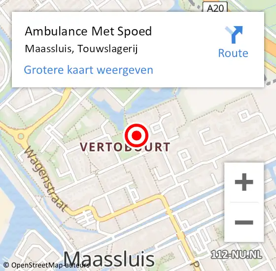 Locatie op kaart van de 112 melding: Ambulance Met Spoed Naar Maassluis, Touwslagerij op 20 maart 2022 05:08