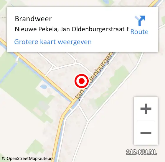 Locatie op kaart van de 112 melding: Brandweer Nieuwe Pekela, Jan Oldenburgerstraat E op 20 maart 2022 05:16