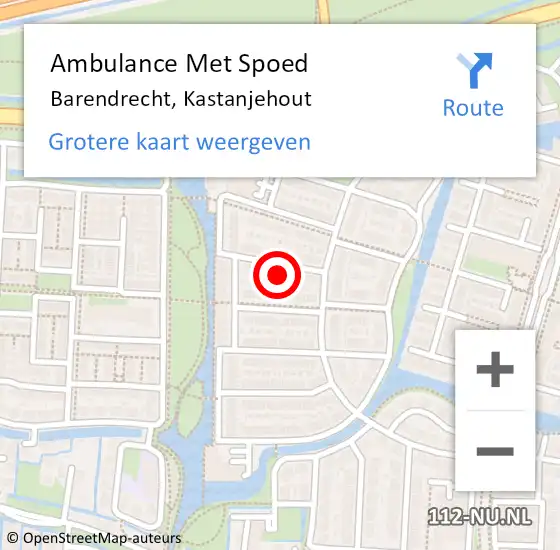 Locatie op kaart van de 112 melding: Ambulance Met Spoed Naar Barendrecht, Kastanjehout op 20 maart 2022 06:02
