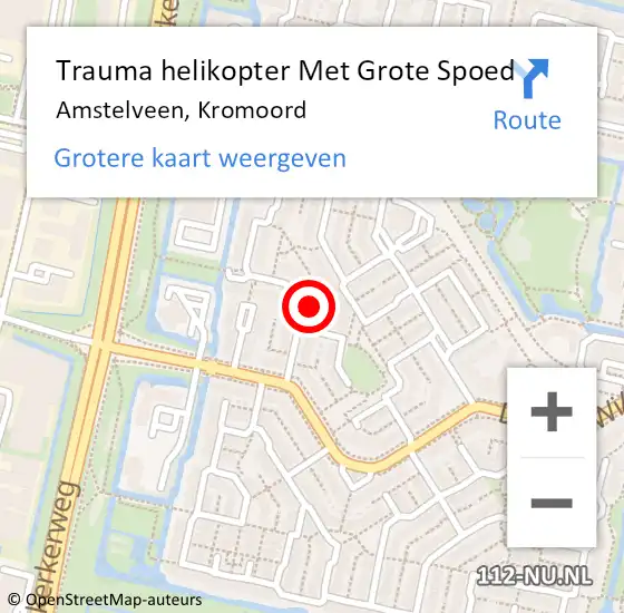 Locatie op kaart van de 112 melding: Trauma helikopter Met Grote Spoed Naar Amstelveen, Kromoord op 20 maart 2022 06:04