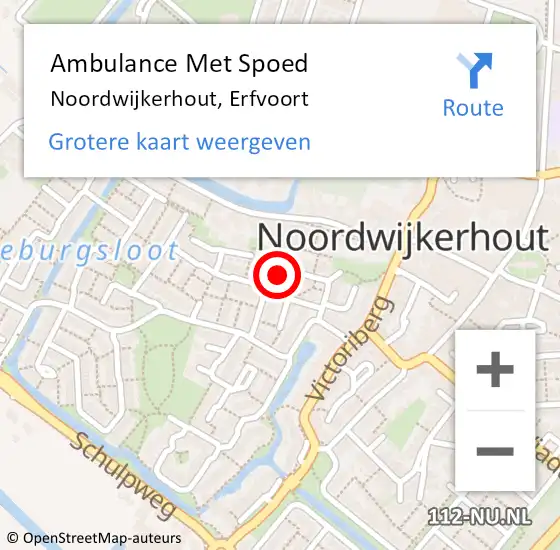 Locatie op kaart van de 112 melding: Ambulance Met Spoed Naar Noordwijkerhout, Erfvoort op 20 maart 2022 06:14