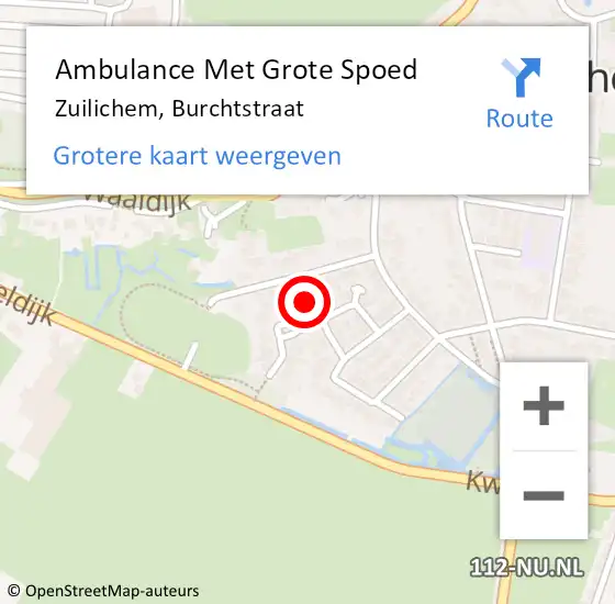 Locatie op kaart van de 112 melding: Ambulance Met Grote Spoed Naar Zuilichem, Burchtstraat op 20 maart 2022 06:19