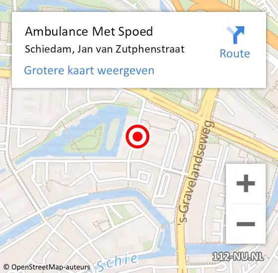 Locatie op kaart van de 112 melding: Ambulance Met Spoed Naar Schiedam, Jan van Zutphenstraat op 20 maart 2022 07:03