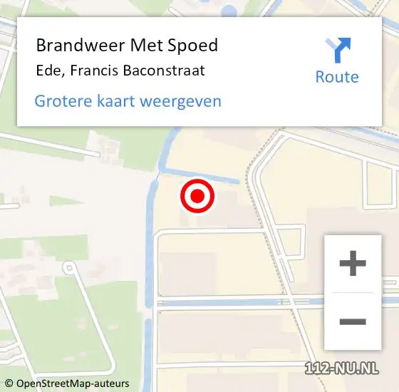 Locatie op kaart van de 112 melding: Brandweer Met Spoed Naar Ede, Francis Baconstraat op 20 maart 2022 08:09