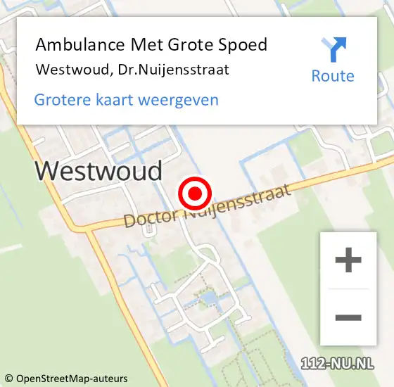 Locatie op kaart van de 112 melding: Ambulance Met Grote Spoed Naar Westwoud, Dr.Nuijensstraat op 20 maart 2022 08:22