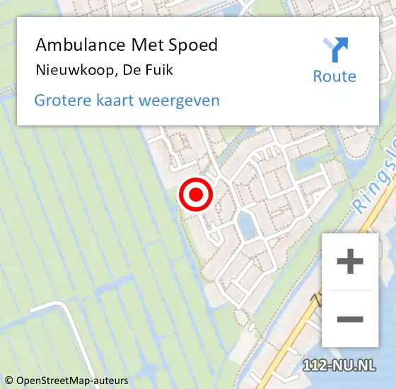 Locatie op kaart van de 112 melding: Ambulance Met Spoed Naar Nieuwkoop, De Fuik op 20 maart 2022 08:43