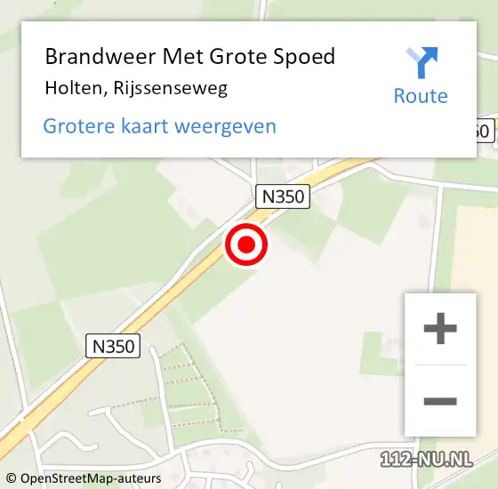 Locatie op kaart van de 112 melding: Brandweer Met Grote Spoed Naar Holten, Rijssenseweg op 20 maart 2022 08:49