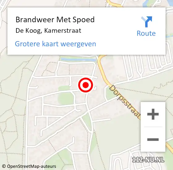 Locatie op kaart van de 112 melding: Brandweer Met Spoed Naar De Koog, Kamerstraat op 20 maart 2022 09:27