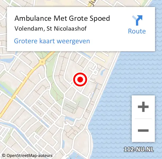 Locatie op kaart van de 112 melding: Ambulance Met Grote Spoed Naar Volendam, St Nicolaashof op 20 maart 2022 09:45