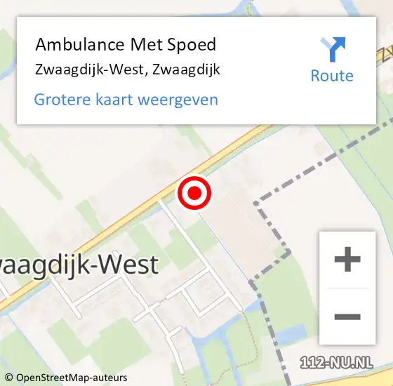 Locatie op kaart van de 112 melding: Ambulance Met Spoed Naar Zwaagdijk-West, Zwaagdijk op 20 maart 2022 09:48