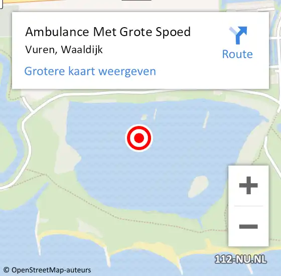 Locatie op kaart van de 112 melding: Ambulance Met Grote Spoed Naar Vuren, Waaldijk op 20 maart 2022 09:51