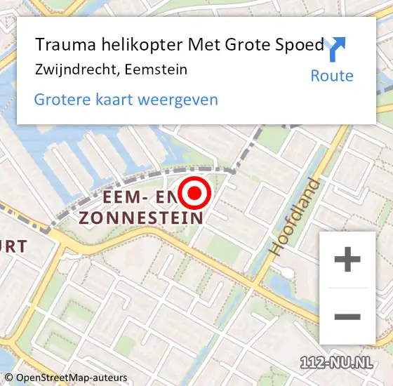 Locatie op kaart van de 112 melding: Trauma helikopter Met Grote Spoed Naar Zwijndrecht, Eemstein op 20 maart 2022 09:54