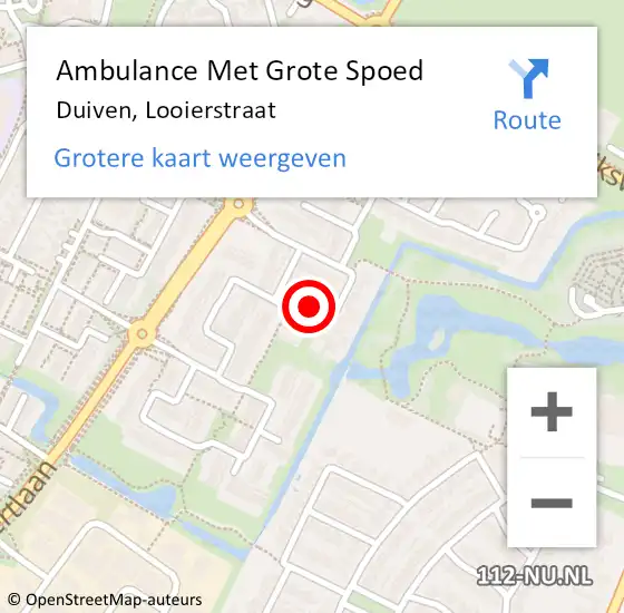 Locatie op kaart van de 112 melding: Ambulance Met Grote Spoed Naar Duiven, Looierstraat op 20 maart 2022 09:58