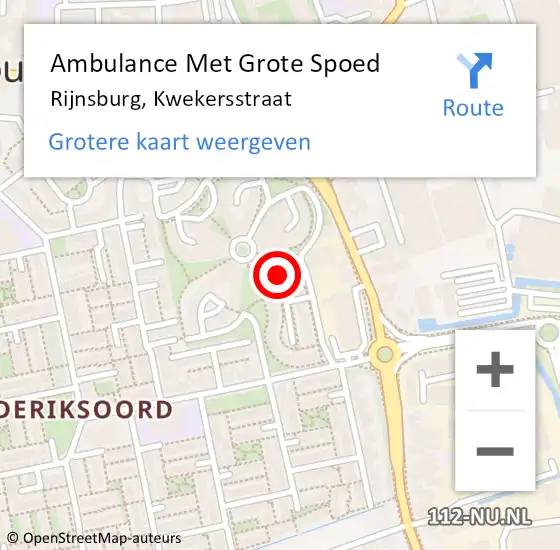 Locatie op kaart van de 112 melding: Ambulance Met Grote Spoed Naar Rijnsburg, Kwekersstraat op 20 maart 2022 10:01