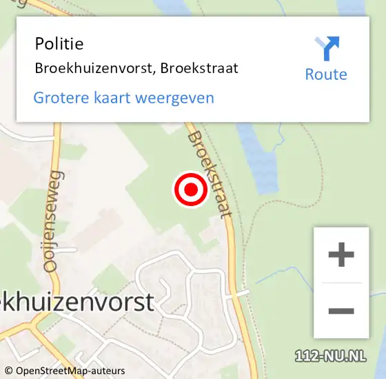 Locatie op kaart van de 112 melding: Politie Broekhuizenvorst, Broekstraat op 20 maart 2022 10:04