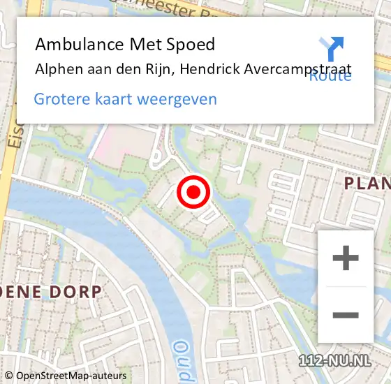 Locatie op kaart van de 112 melding: Ambulance Met Spoed Naar Alphen aan den Rijn, Hendrick Avercampstraat op 20 maart 2022 10:13