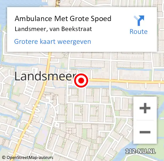 Locatie op kaart van de 112 melding: Ambulance Met Grote Spoed Naar Landsmeer, van Beekstraat op 20 maart 2022 10:20