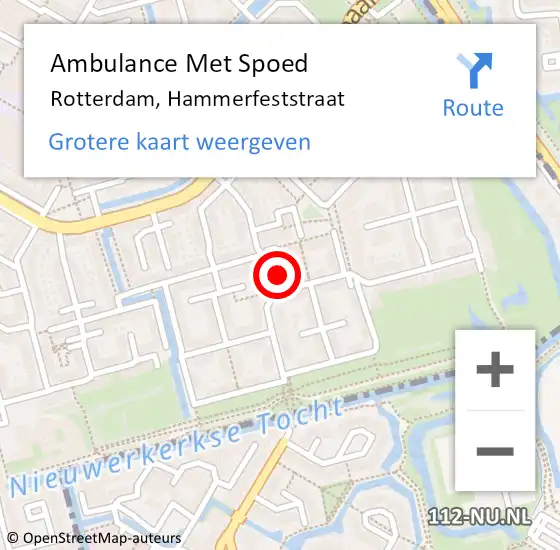 Locatie op kaart van de 112 melding: Ambulance Met Spoed Naar Rotterdam, Hammerfeststraat op 20 maart 2022 10:23