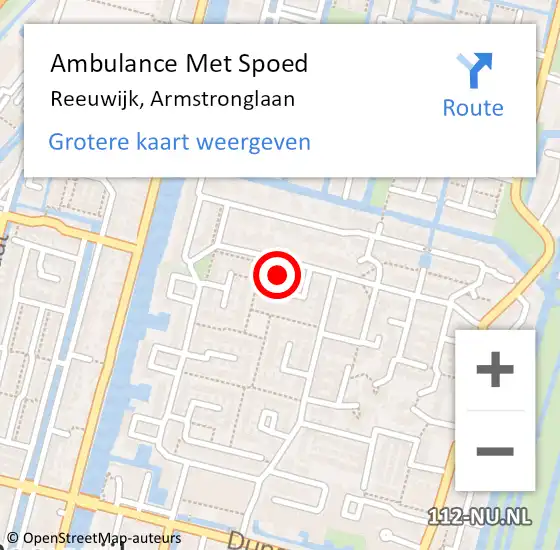 Locatie op kaart van de 112 melding: Ambulance Met Spoed Naar Reeuwijk, Armstronglaan op 20 maart 2022 10:23