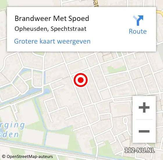 Locatie op kaart van de 112 melding: Brandweer Met Spoed Naar Opheusden, Spechtstraat op 11 juli 2014 15:54