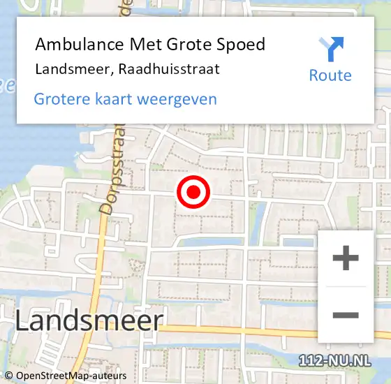 Locatie op kaart van de 112 melding: Ambulance Met Grote Spoed Naar Landsmeer, Raadhuisstraat op 20 maart 2022 10:45