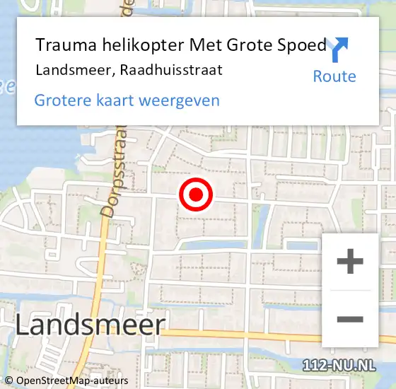 Locatie op kaart van de 112 melding: Trauma helikopter Met Grote Spoed Naar Landsmeer, Raadhuisstraat op 20 maart 2022 10:46