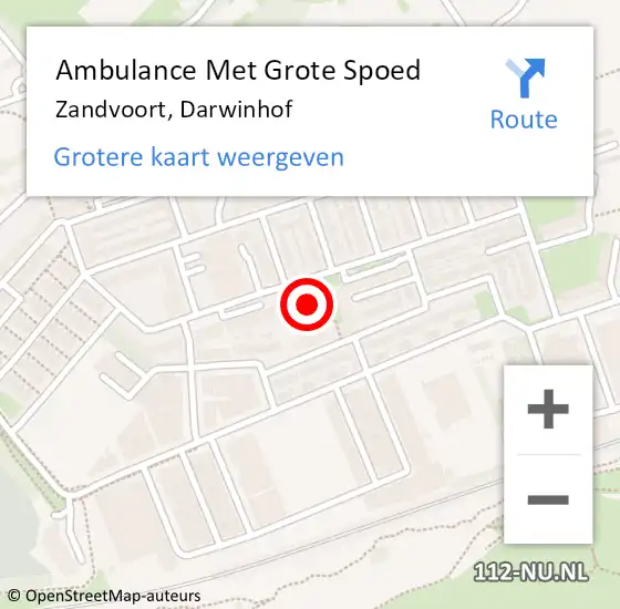 Locatie op kaart van de 112 melding: Ambulance Met Grote Spoed Naar Zandvoort, Darwinhof op 20 maart 2022 11:15