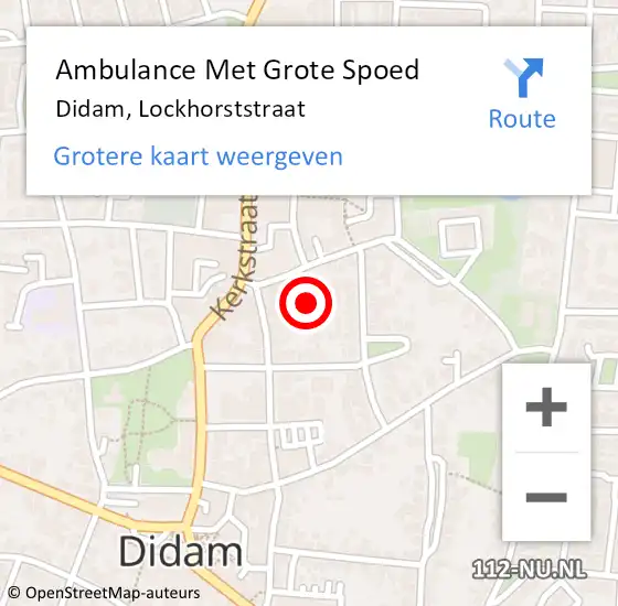 Locatie op kaart van de 112 melding: Ambulance Met Grote Spoed Naar Didam, Lockhorststraat op 20 maart 2022 11:29