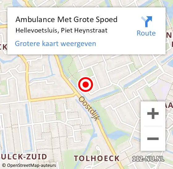 Locatie op kaart van de 112 melding: Ambulance Met Grote Spoed Naar Hellevoetsluis, Piet Heynstraat op 20 maart 2022 11:29