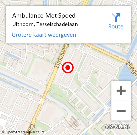Locatie op kaart van de 112 melding: Ambulance Met Spoed Naar Uithoorn, Tesselschadelaan op 20 maart 2022 12:04