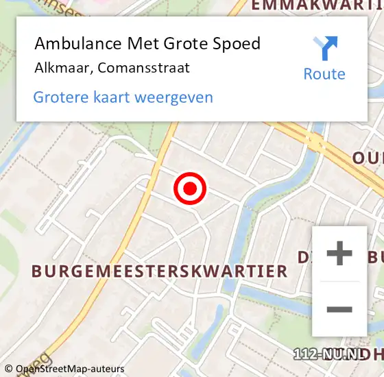 Locatie op kaart van de 112 melding: Ambulance Met Grote Spoed Naar Alkmaar, Comansstraat op 20 maart 2022 12:12