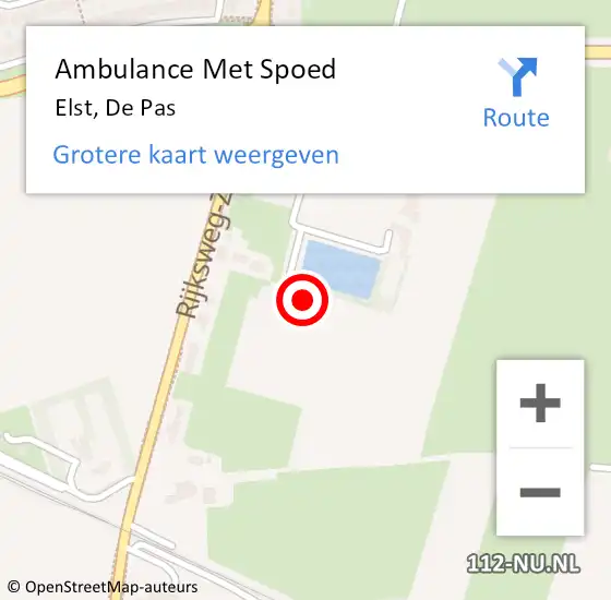 Locatie op kaart van de 112 melding: Ambulance Met Spoed Naar Elst, De Pas op 20 maart 2022 12:29