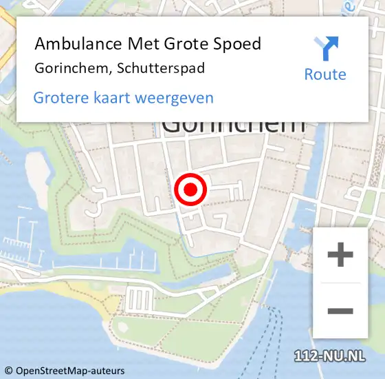 Locatie op kaart van de 112 melding: Ambulance Met Grote Spoed Naar Gorinchem, Schutterspad op 20 maart 2022 13:20