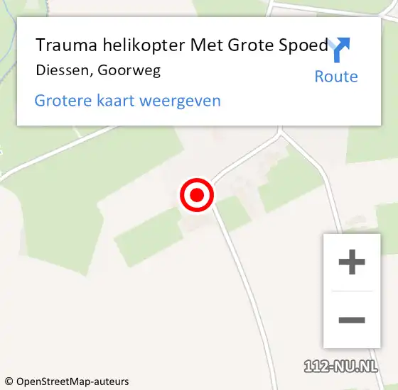 Locatie op kaart van de 112 melding: Trauma helikopter Met Grote Spoed Naar Diessen, Goorweg op 20 maart 2022 13:25