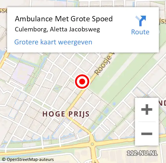 Locatie op kaart van de 112 melding: Ambulance Met Grote Spoed Naar Culemborg, Aletta Jacobsweg op 20 maart 2022 13:57