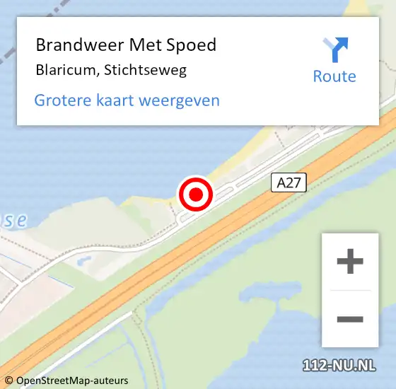 Locatie op kaart van de 112 melding: Brandweer Met Spoed Naar Blaricum, Stichtseweg op 20 maart 2022 14:01