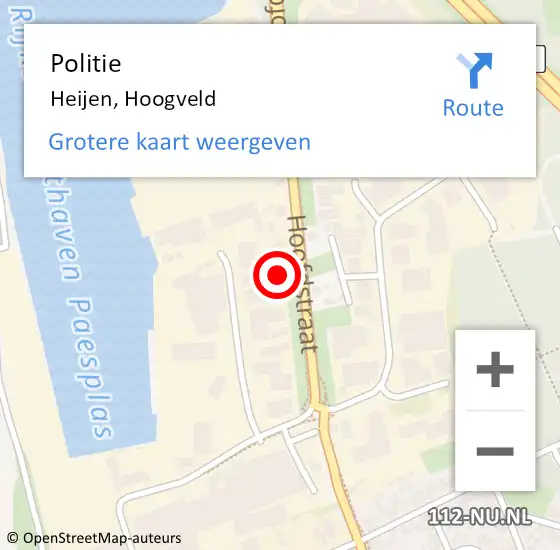 Locatie op kaart van de 112 melding: Politie Heijen, Hoogveld op 20 maart 2022 14:16