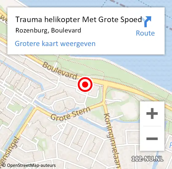 Locatie op kaart van de 112 melding: Trauma helikopter Met Grote Spoed Naar Rozenburg, Boulevard op 20 maart 2022 14:22