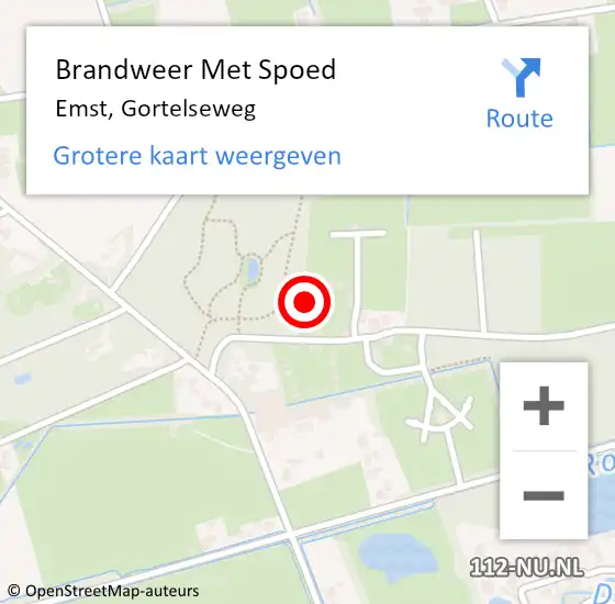 Locatie op kaart van de 112 melding: Brandweer Met Spoed Naar Emst, Gortelseweg op 20 maart 2022 14:25