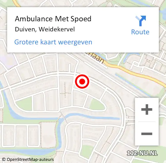 Locatie op kaart van de 112 melding: Ambulance Met Spoed Naar Duiven, Weidekervel op 20 maart 2022 14:26