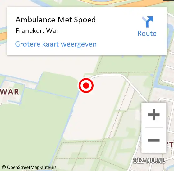 Locatie op kaart van de 112 melding: Ambulance Met Spoed Naar Franeker, War op 20 maart 2022 14:36