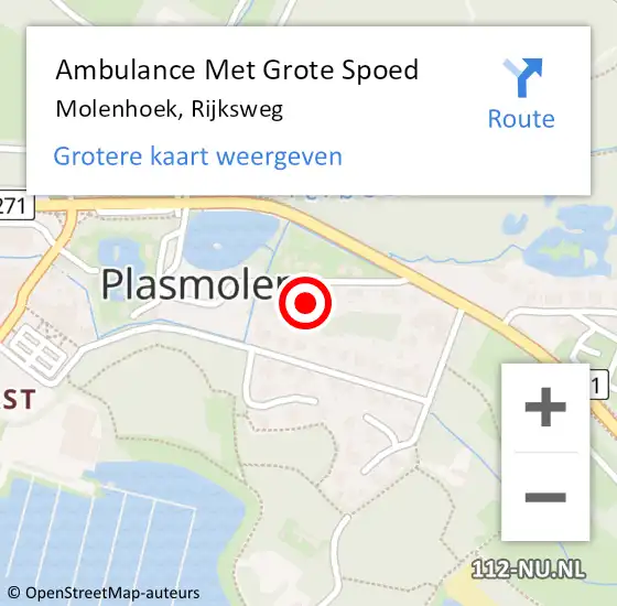 Locatie op kaart van de 112 melding: Ambulance Met Grote Spoed Naar Molenhoek, Rijksweg op 20 maart 2022 14:43