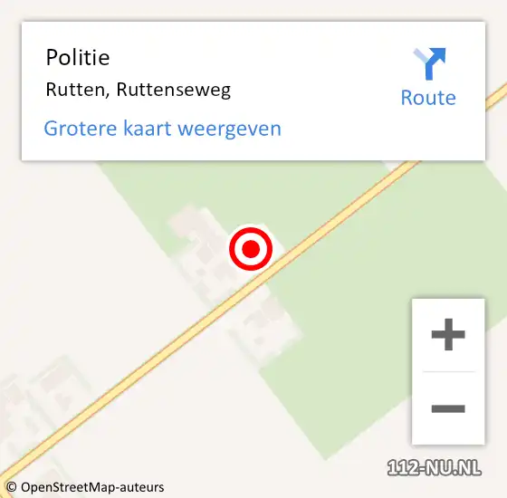 Locatie op kaart van de 112 melding: Politie Rutten, Ruttenseweg op 20 maart 2022 15:13