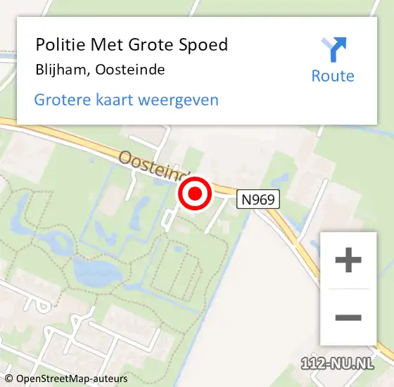 Locatie op kaart van de 112 melding: Politie Met Grote Spoed Naar Blijham, Oosteinde op 20 maart 2022 15:39