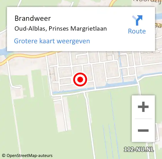 Locatie op kaart van de 112 melding: Brandweer Oud-Alblas, Prinses Margrietlaan op 20 maart 2022 15:51