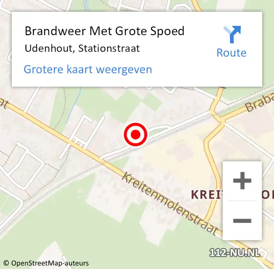 Locatie op kaart van de 112 melding: Brandweer Met Grote Spoed Naar Udenhout, Stationstraat op 20 maart 2022 15:59