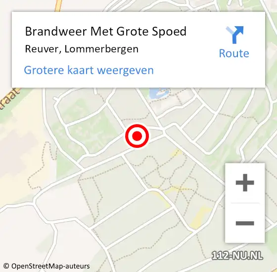 Locatie op kaart van de 112 melding: Brandweer Met Grote Spoed Naar Reuver, Lommerbergen op 20 maart 2022 16:00