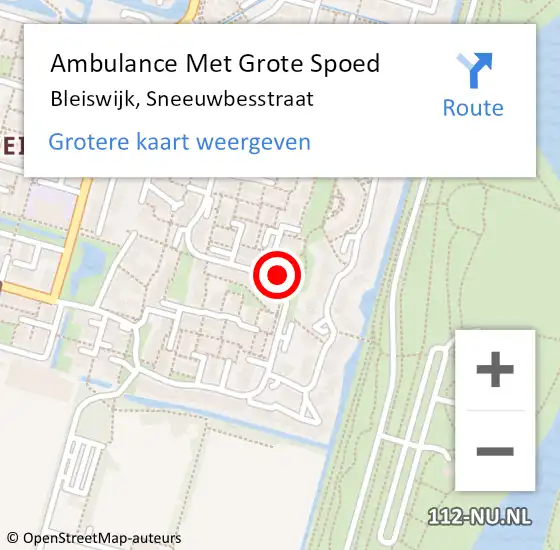 Locatie op kaart van de 112 melding: Ambulance Met Grote Spoed Naar Bleiswijk, Sneeuwbesstraat op 20 maart 2022 16:16